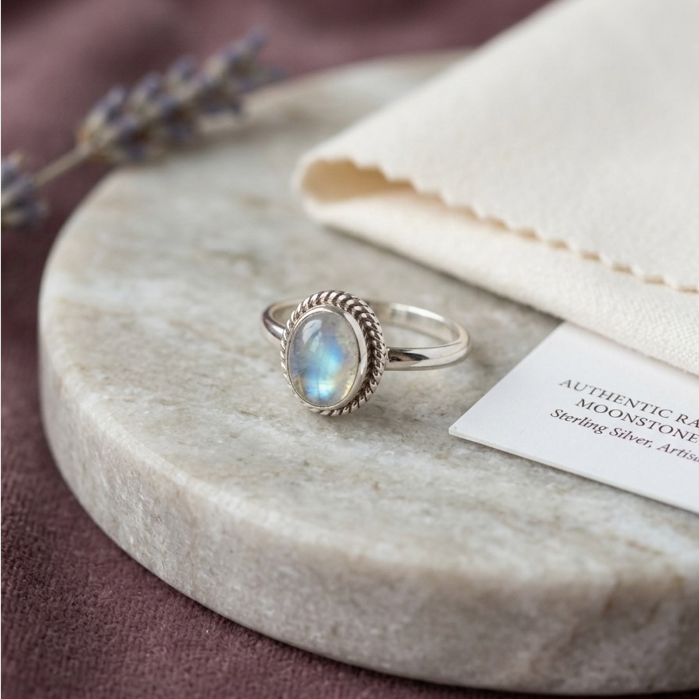 Moonstone Serenity Ring - 925 Sterling Silver
